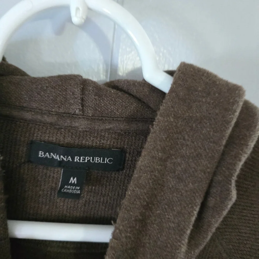 Banana Republic Hoodie Mens M Brown Waffle Knit Thermal Raglan‎ Pullover